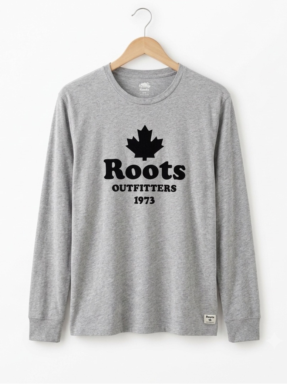 ROOTS Top Velvet Graphic Grey Tee MEDIUM